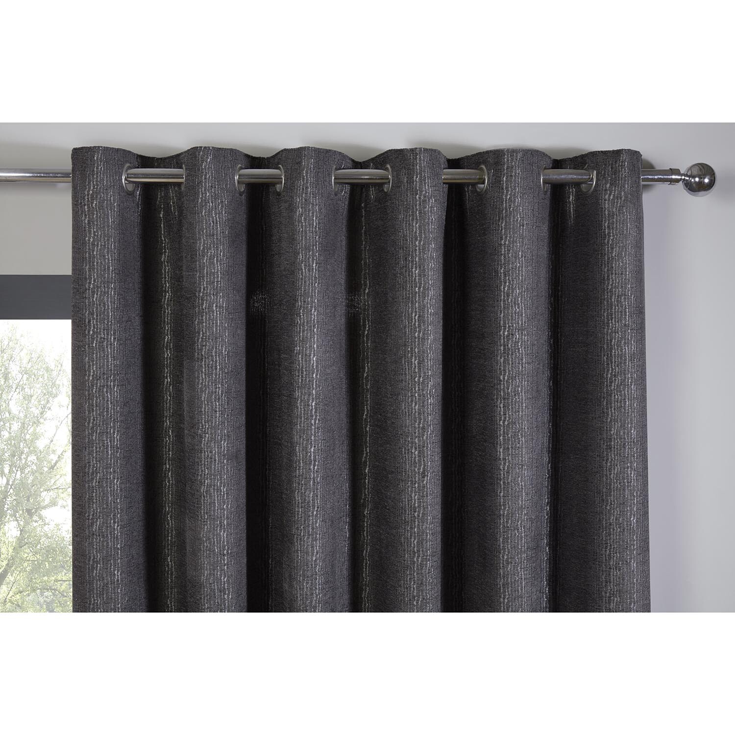 Nova Charcoal Eyelet Curtains 183 x 168cm Image 3