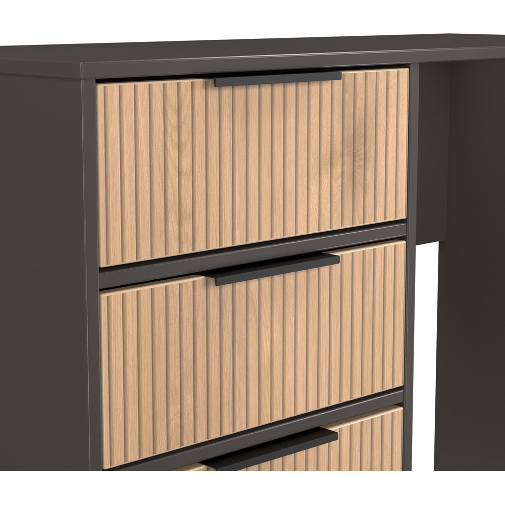 Crowndale Hong Kong 4 Drawer Slatt Effect and Graphite Vanity Dressing Table Ready Assembled Image 5