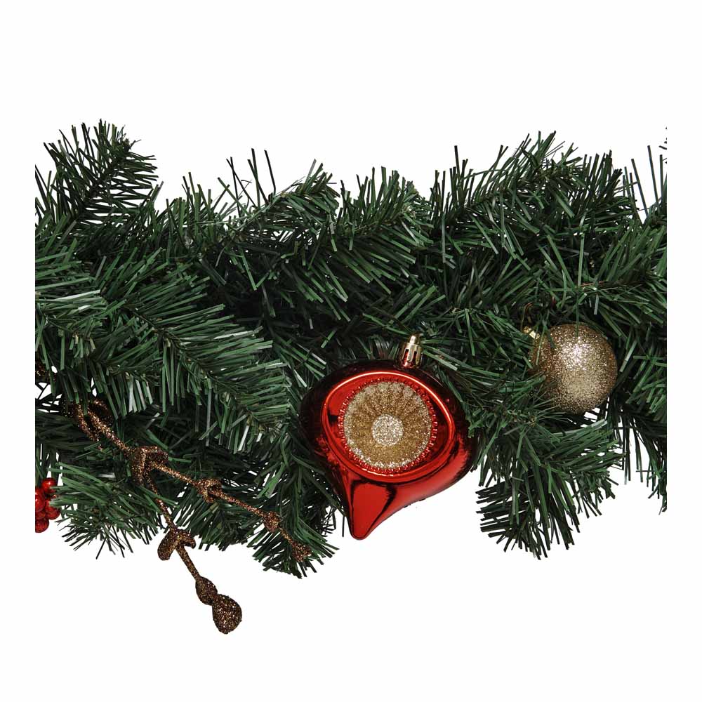 Wilko Christmas Wreath with Red and Gold Decorations 6ft Image 2