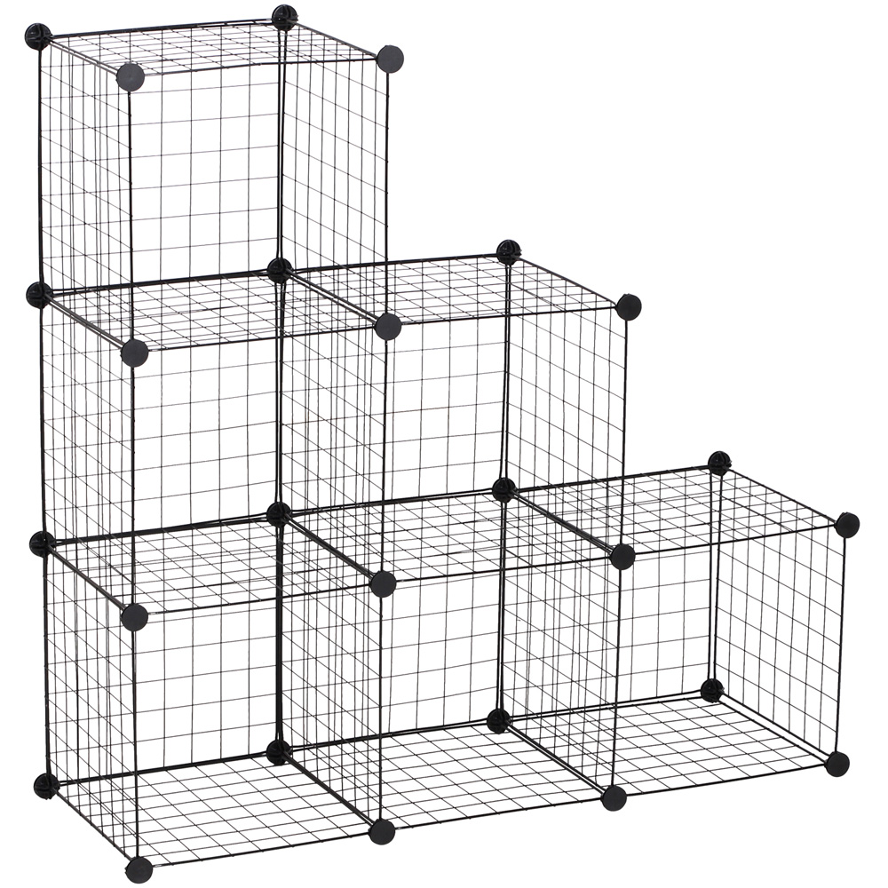 HOMCOM 6 Cube Black Interlocking Metal Storage Unit Image 2