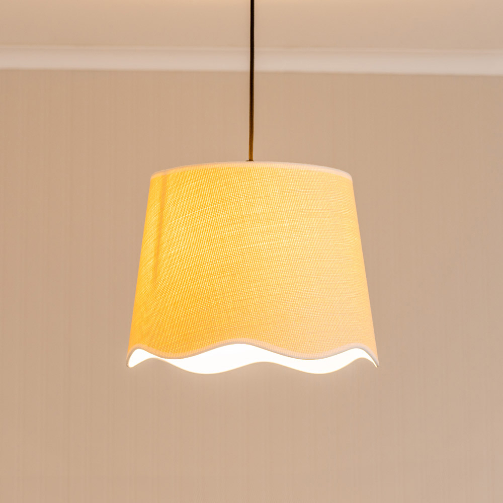 ValueLights Dutton Natural Scallop Edge Large Lamp Shade with White Trim Image 2