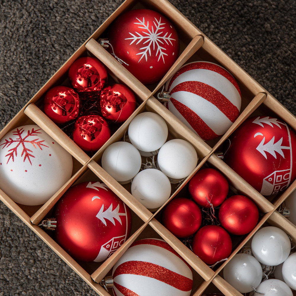 Samuel Alexander Red and White Shatterproof Bauble 40 Pack Image 3
