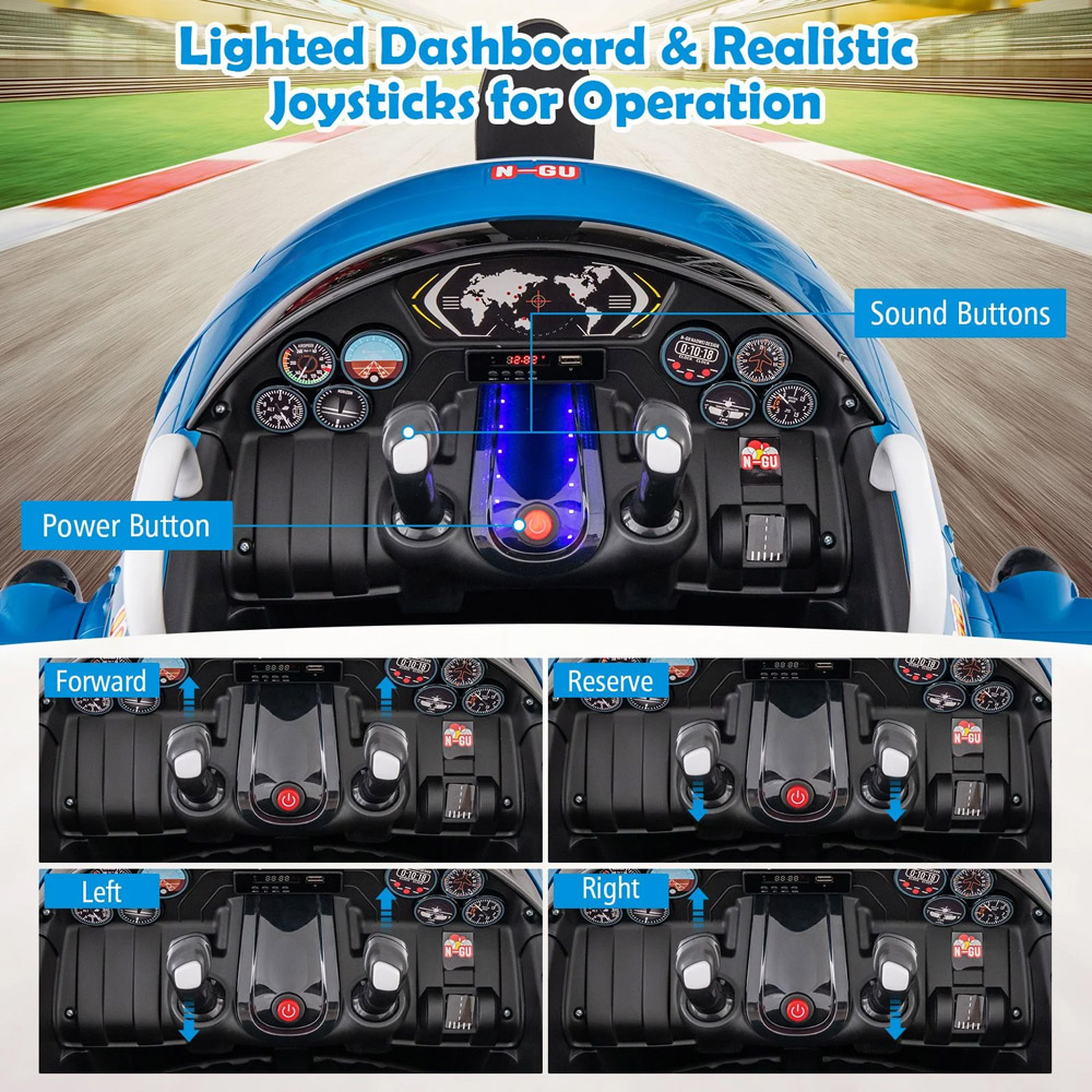 Costway Blue Kids Ride On Electric Airplane Car Toy Image 8