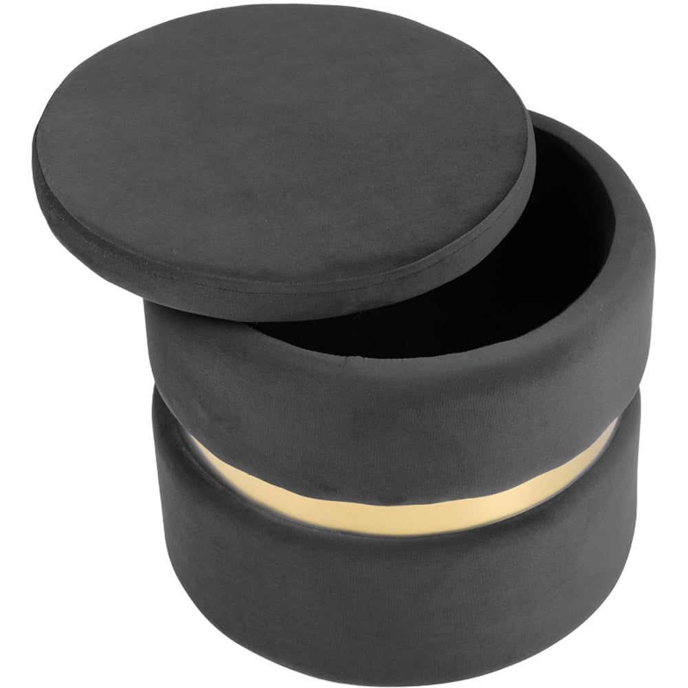 Living and Home Grey Flannel Upholstered Storage Ottoman Image 3