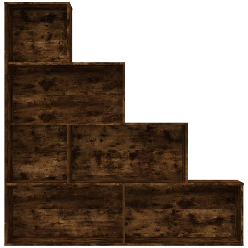vidaXL 6 Shelf Smoked Oak Wooden Bookcase Image 3