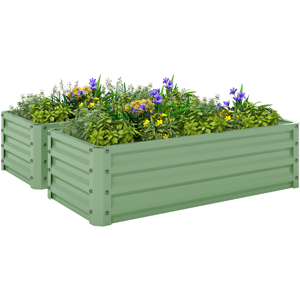Outsunny Set of 2 Light Green Raised Garden Bed 30 x 60 x 110cm Image 1