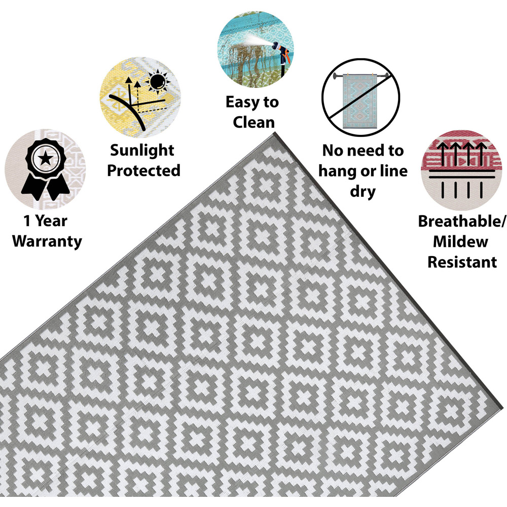 Green Decore Bliss Camping and Picnic Grey and White Rug 180 x 270cm 2 Pack Image 8