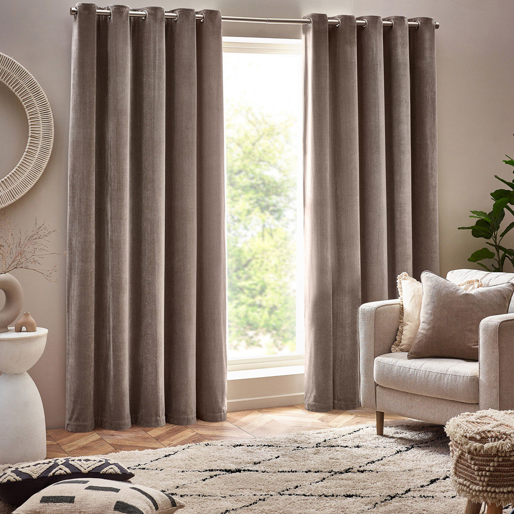 Yard Greige Heavy Chenille Blackout Eyelet Curtains 229 x 183cm Image 6