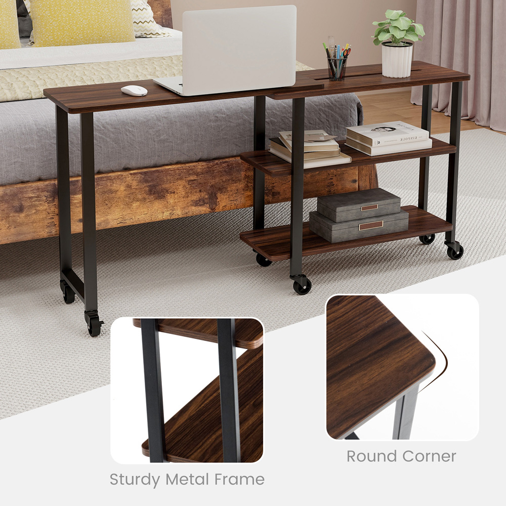 Costway Rotatable Computer Desk Walnut Image 5