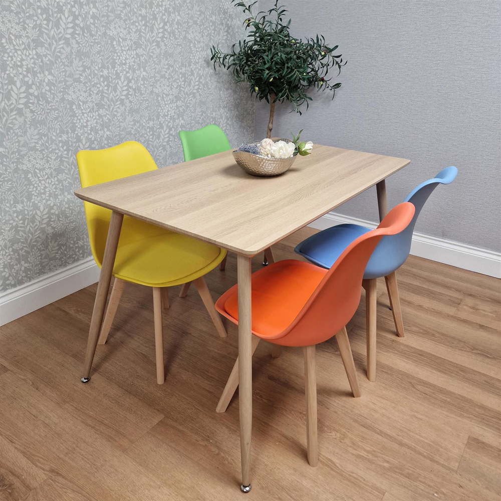 Kosy Koala 4 Seater Faux Leather Plastic Wooden Dining Set Multicolour Image 5