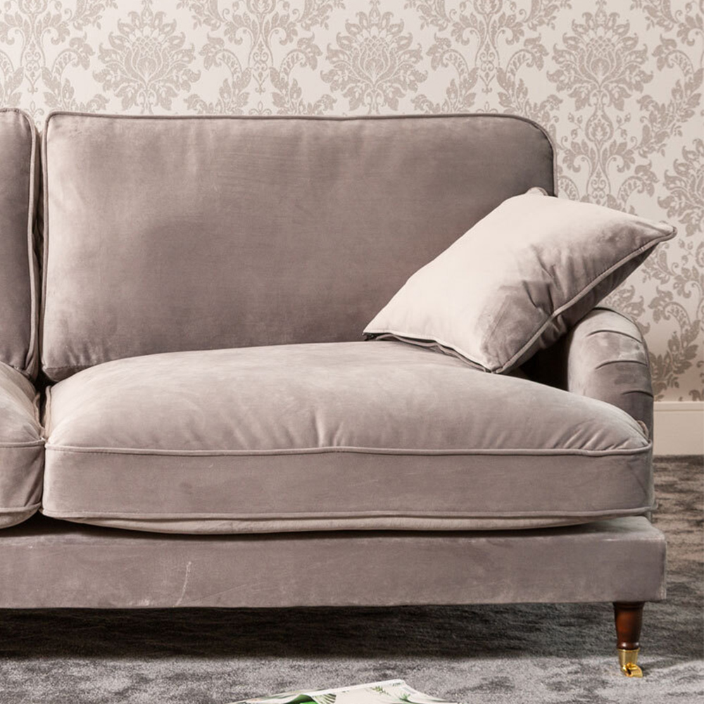 Mackenzie 4 Seater Grey Plush Velvet Sofa Image 2