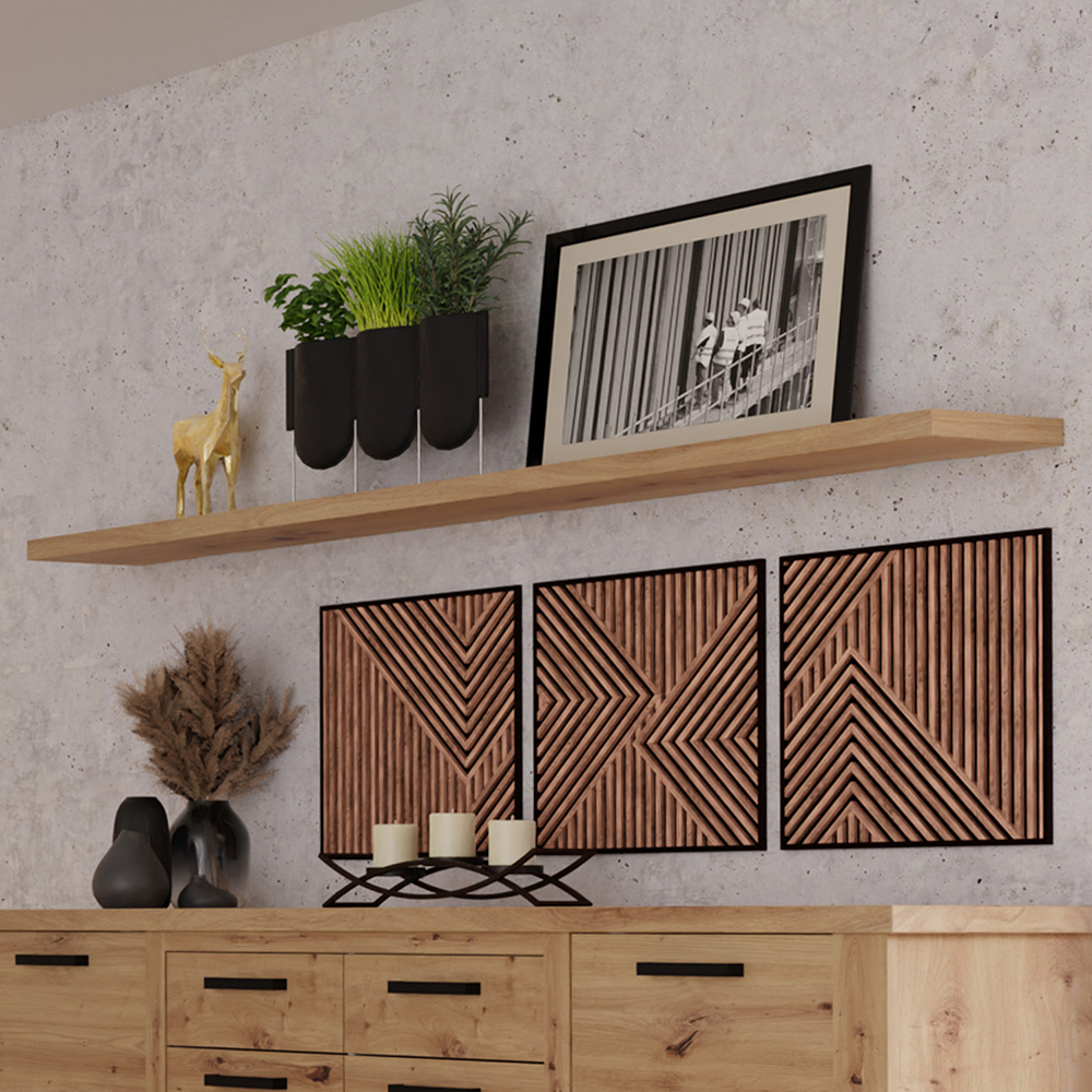 Florence Corona Artisan Oak Floating Wall Shelf 200cm Image 1