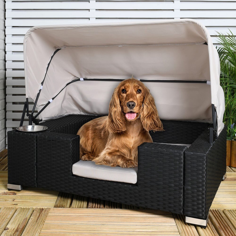Large Canopy Pet Bed - Black Image 2