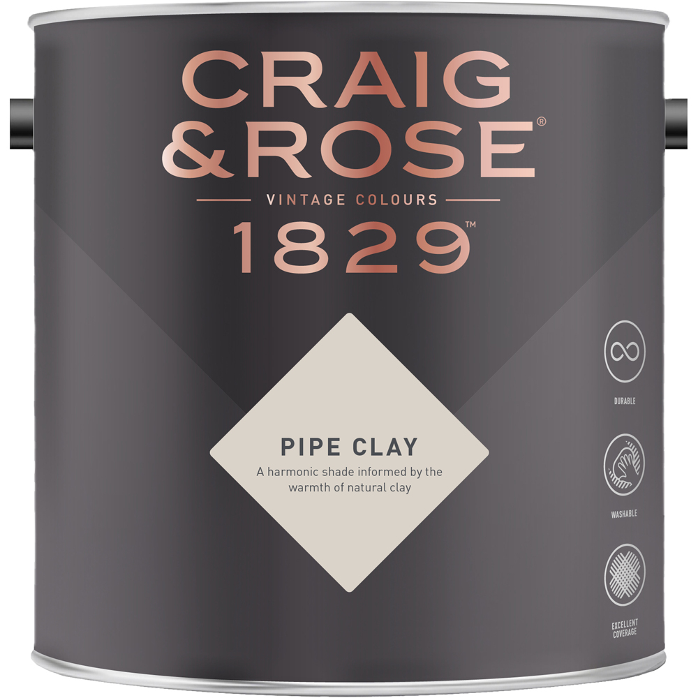 Craig & Rose Kitchen and Bathroom Pipe Clay Eggshell Paint 2.5L Image 2
