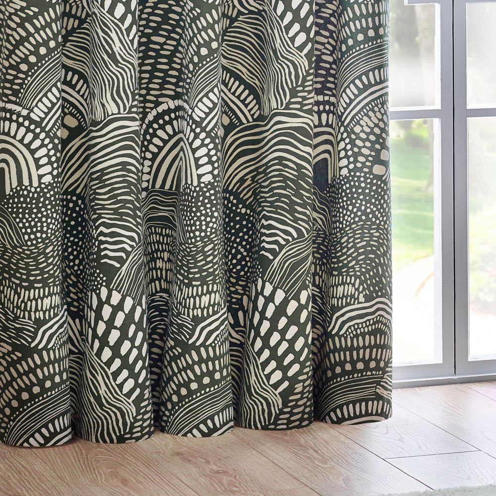 Hoem Nola Olive Abstract Eyelet Curtains 229 x 229cm Image 3
