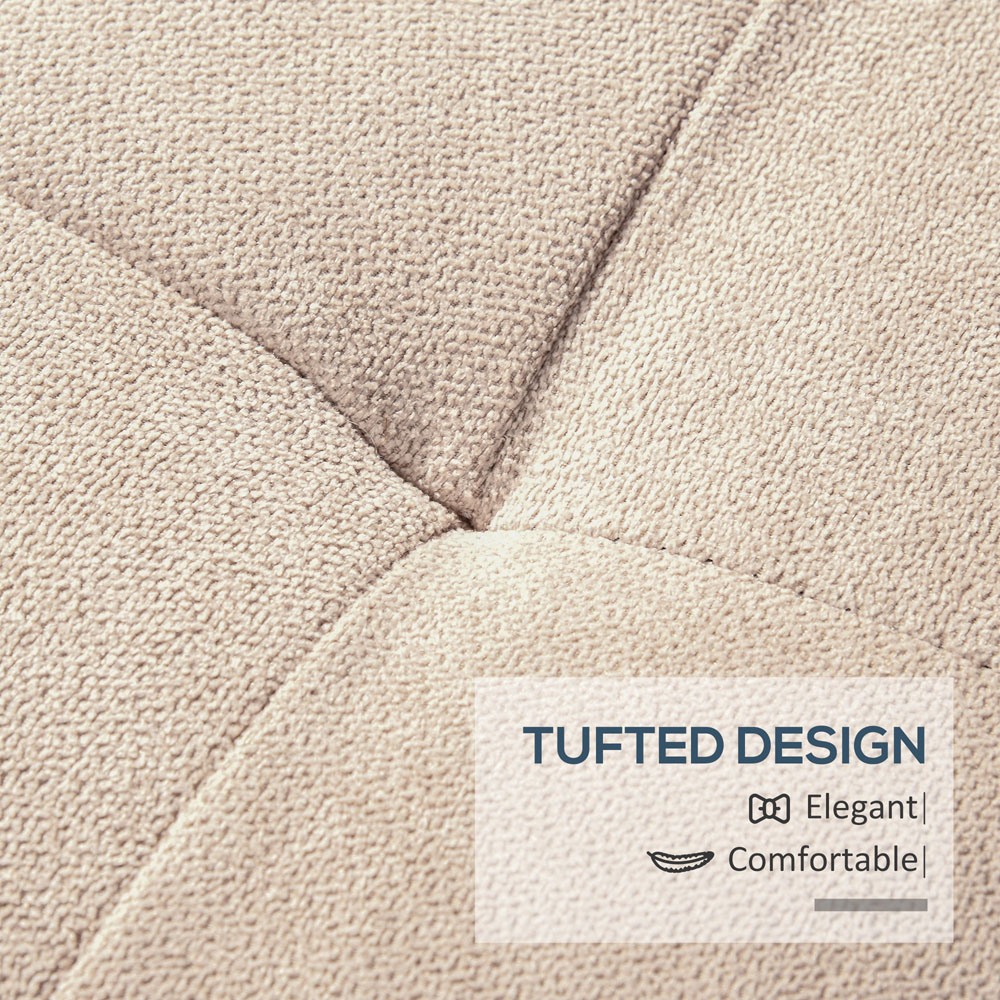 HOMCOM Beige Linen Tufted Bed End Ottoman Bench Image 6
