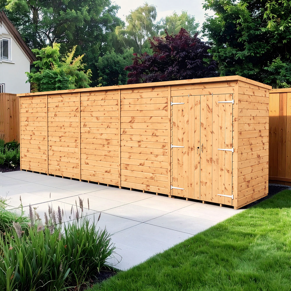 Empire Sheds 20 x 4ft Double Door Tongue and Groove Wooden Pent Garden Shed Image 2