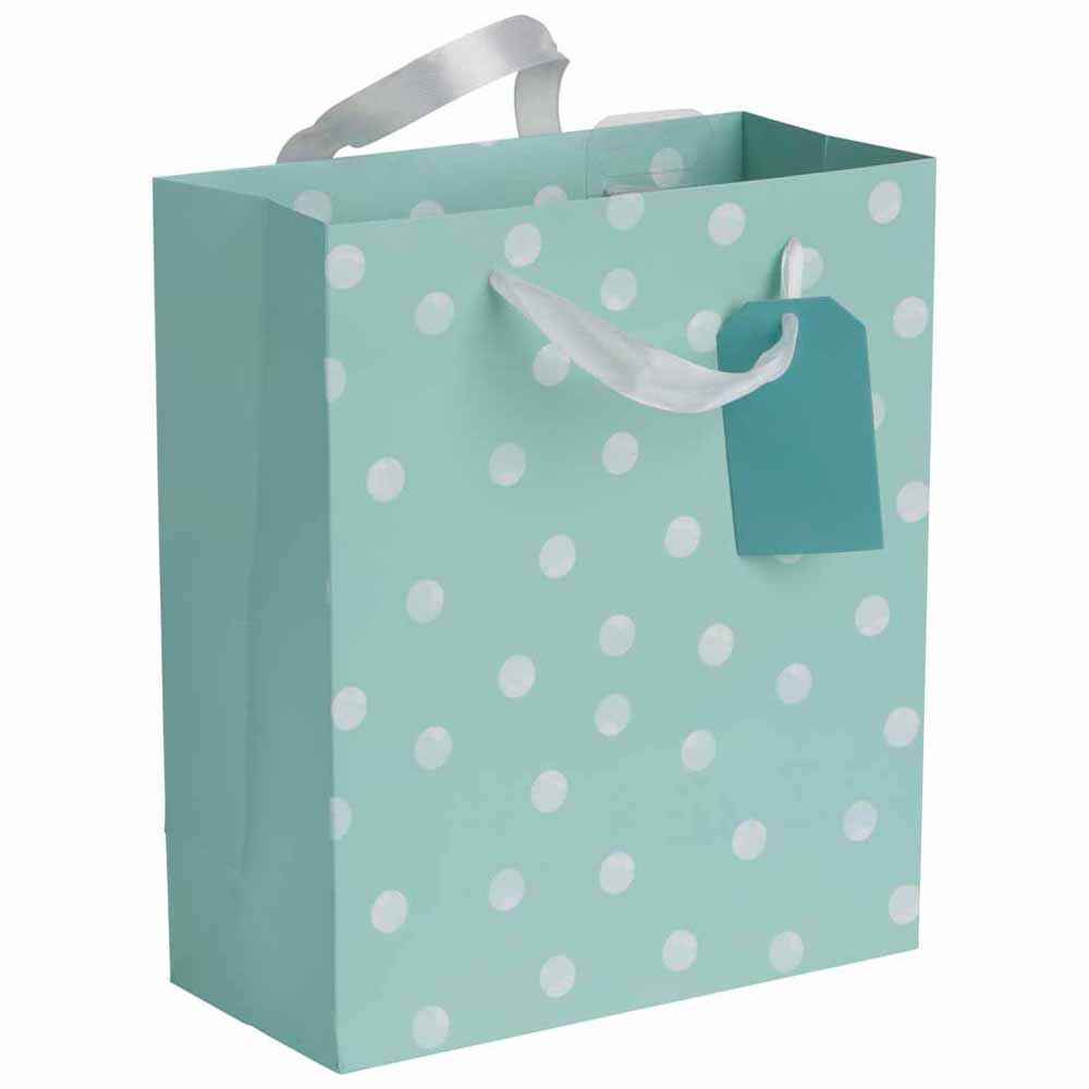 Wilko Medium Blue Spots Gift Bag Image