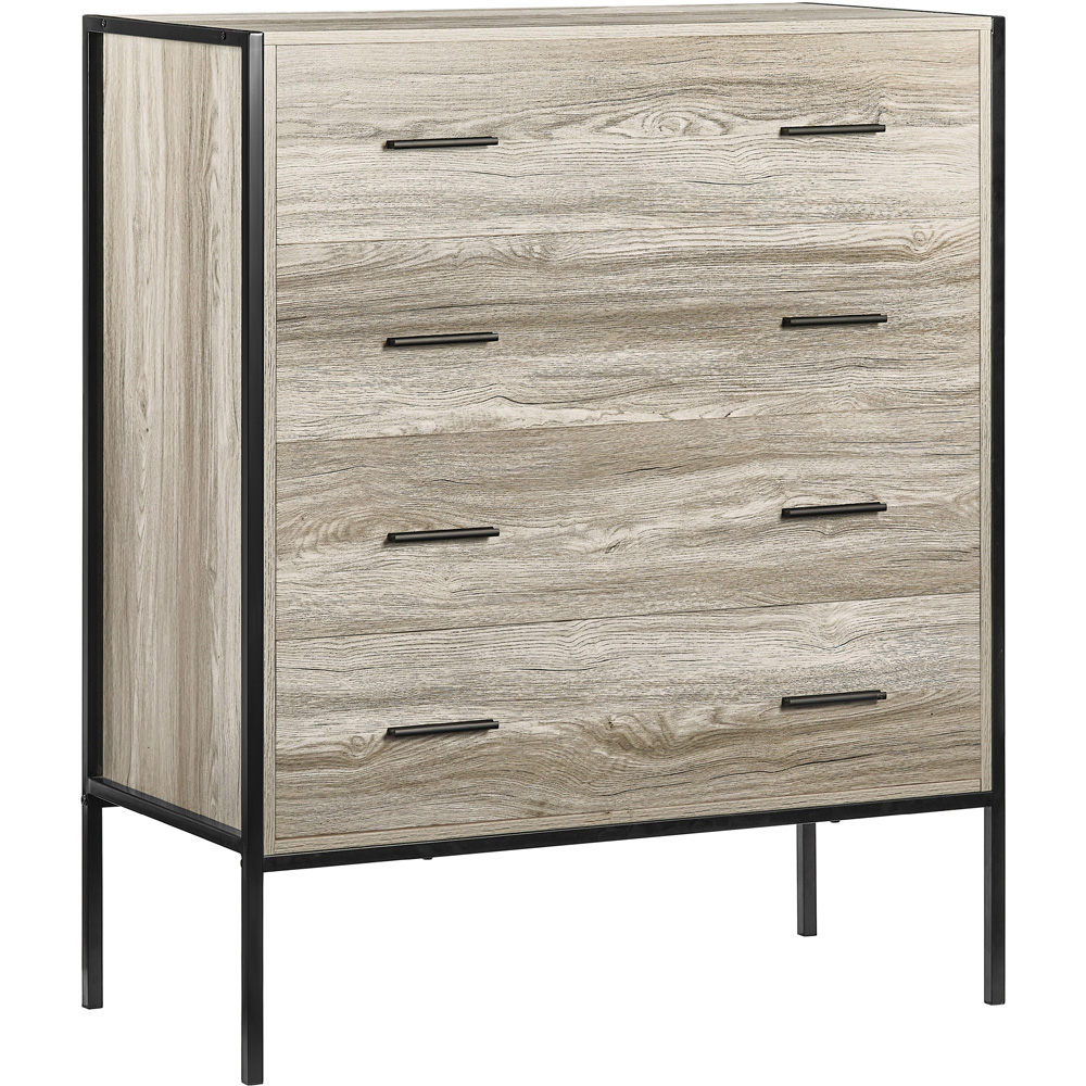Vida Designs Brooklyn 4 Drawer Grey Rustic Metal Frame Chest of Drawers Image 2