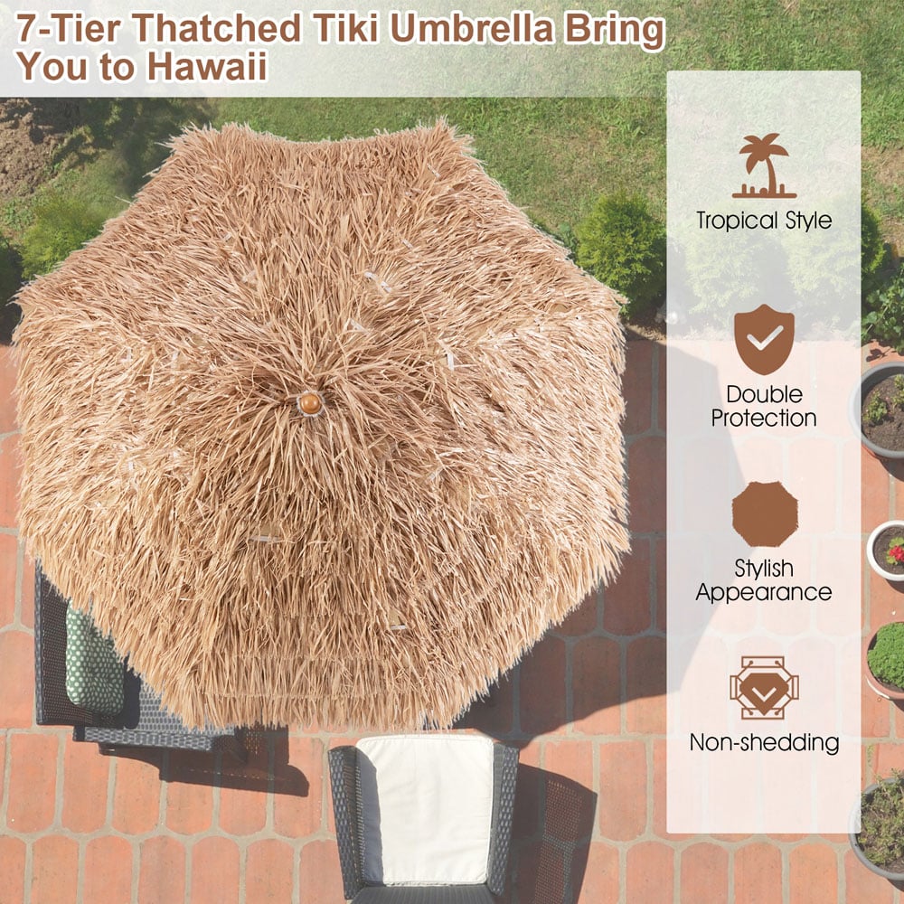 Costway Thatched Tiki Patio Umbrella 192cm Image 5
