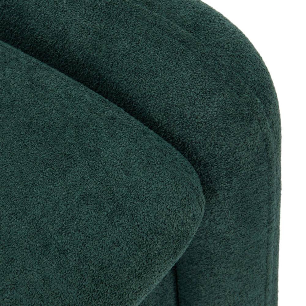 Living and Home Green Chenille Upholstered Armchair with Footstool Image 3