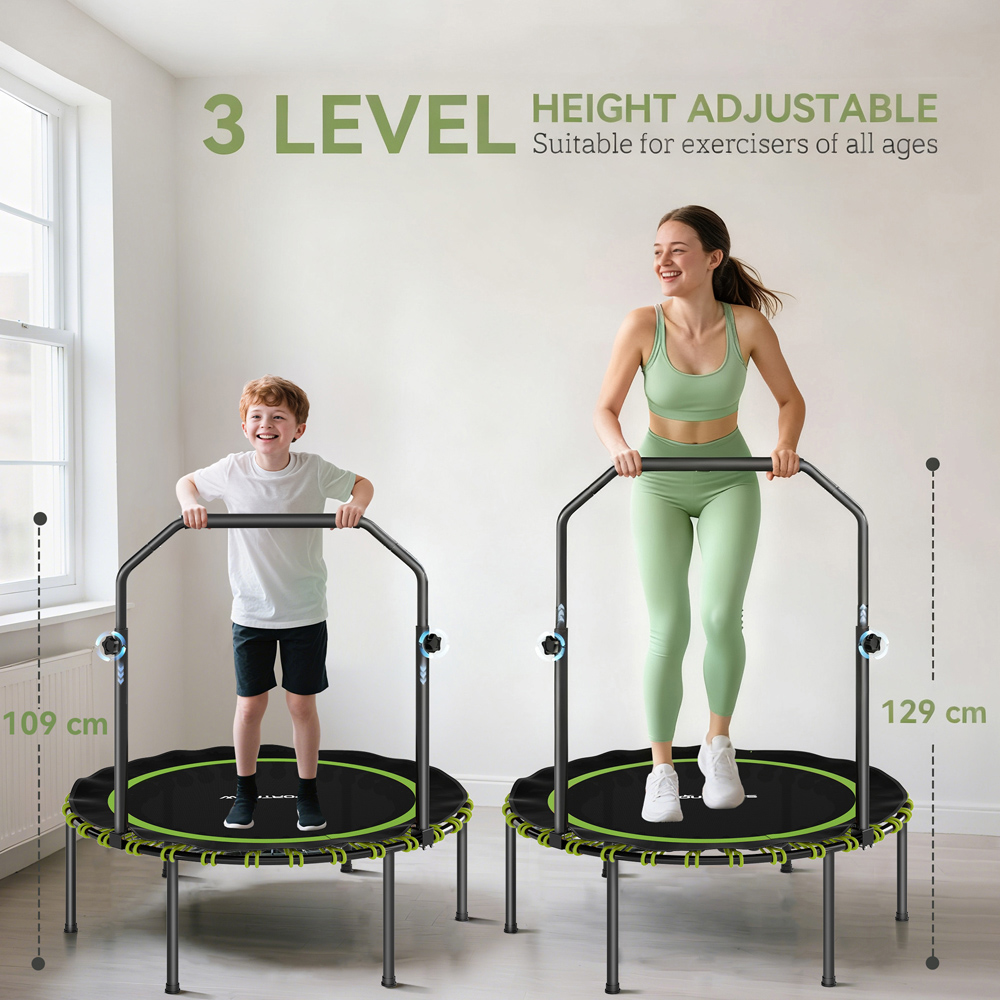 SPORTNOW 3.3ft Green Foldable Rebounder Mini Trampoline with Handle Image 8