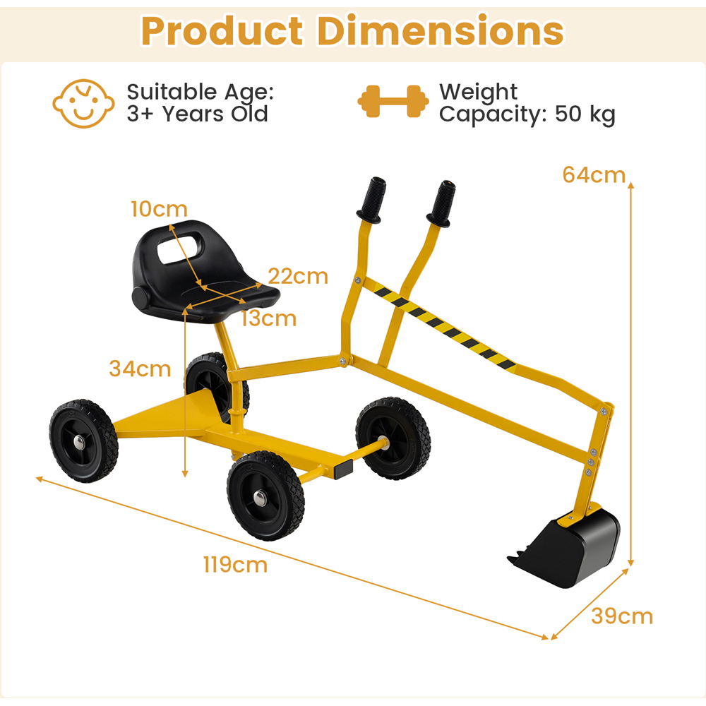 Costway Kids Yellow Rotatable Sand Digger Image 6