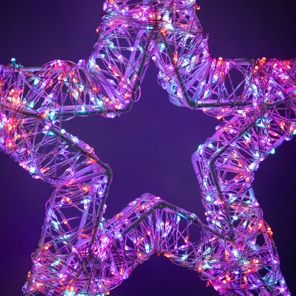 Samuel Alexander 720 Rainbow LED Light-Up Twinkling Silver Christmas Star with Metal Stand 45cm Image 3