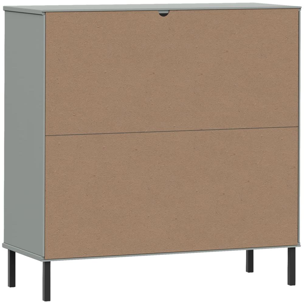 vidaXL Oslo 2 Door 2 Shelf Grey Solid Pine Wood Bookcase Image 7