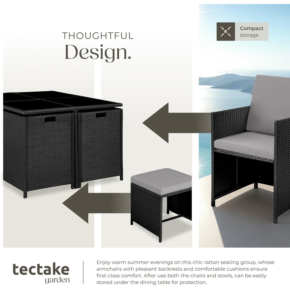 tectake Bilbao 8 Seater Garden Dining Table with Rain Cover Black and Grey Image 5