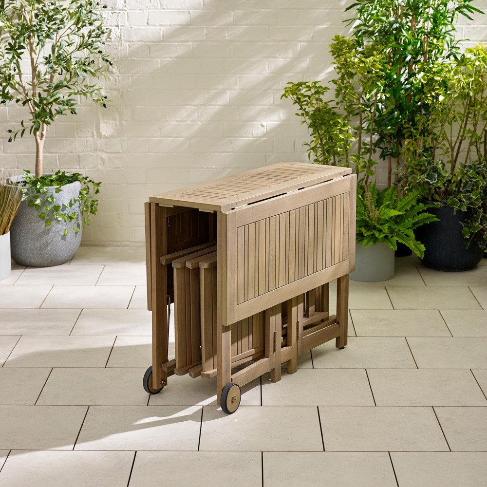 Furniturebox Brigend 4 Seater Wooden Foldable Outdoor Table Set Image 4