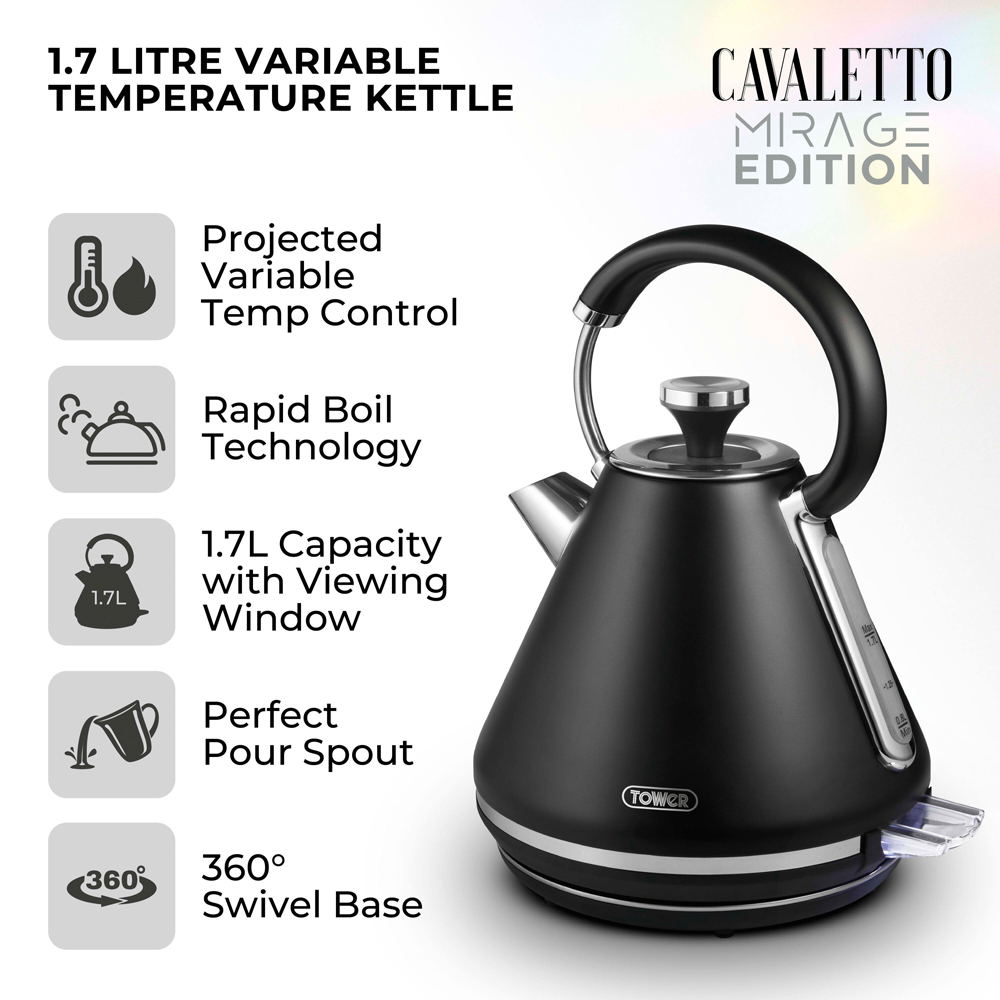 Tower Mirage EEJB342 Black 2 Slice Digital Toaster and 1.7L Variable Kettle Set Image 7