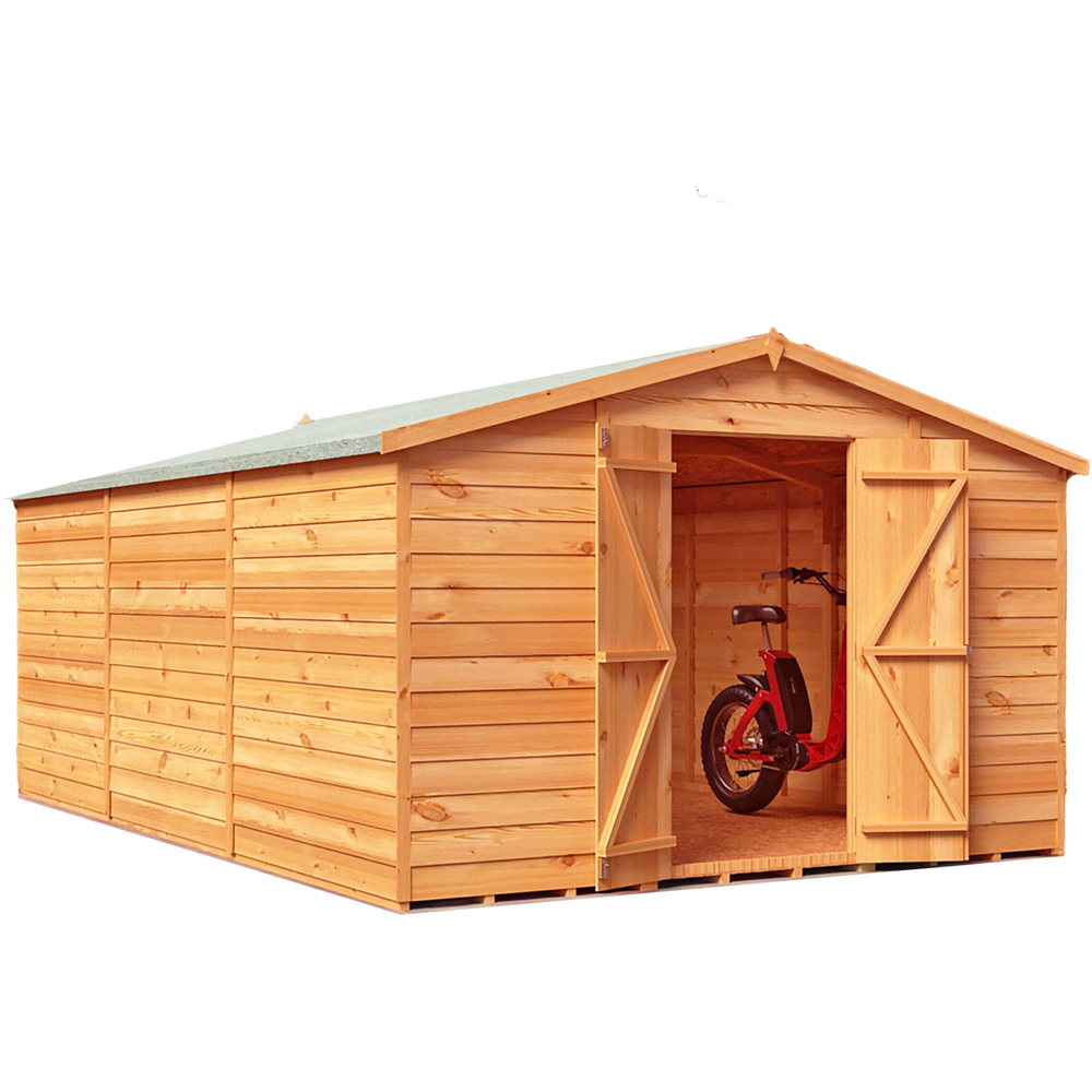 Shire 10 x 15ft Double Door Overlap Apex Wooden Shed Image 2