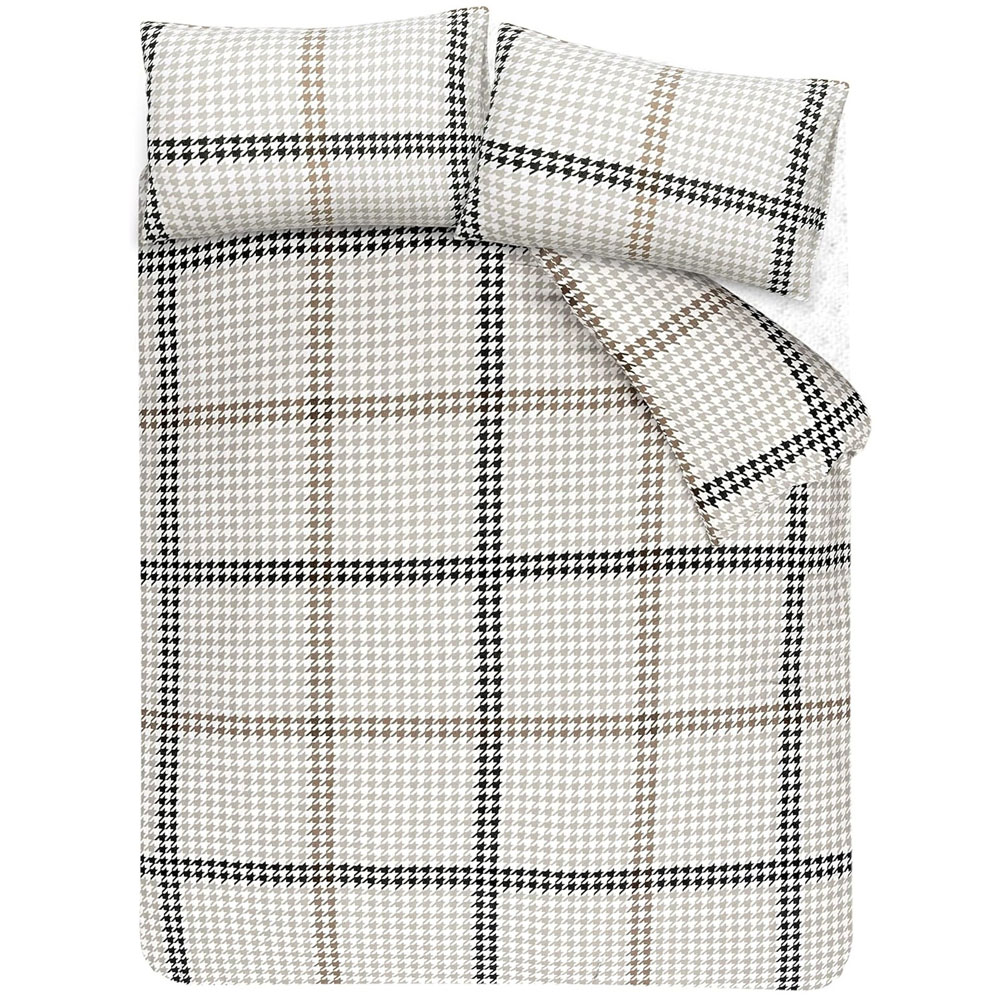 Smart Living King Size Natural Houndstooth Check Duvet Set Image 3