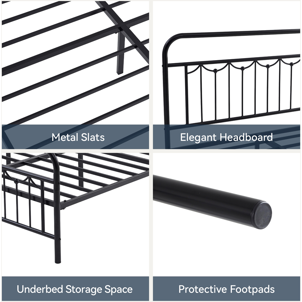 Brooklyn Frankie Double Black Metal Bed Frame with Headboard and Footboard Image 5
