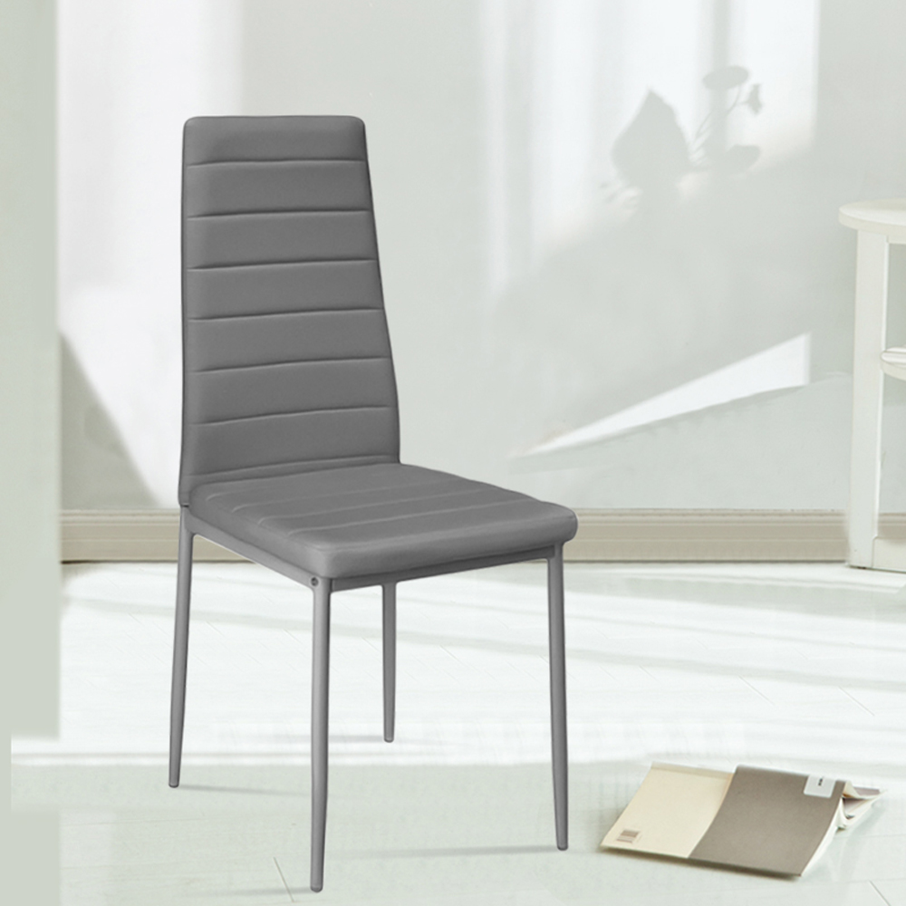 Living and Home Set of 2 Grey Faux Leather Dining Chair Image 7