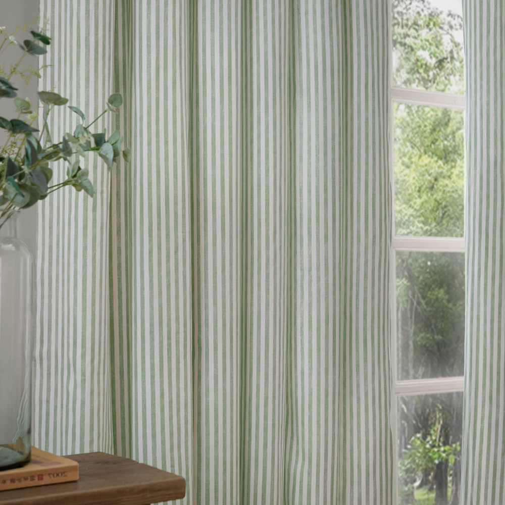 Yard Eucalyptus Hebden Striped Lined Eyelet Curtains 168 x 137cm Image 3