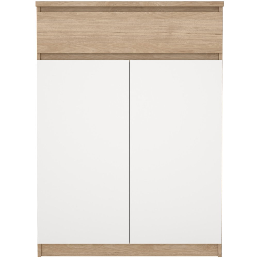 Florence 2 Door Single Drawer Jackson Hickory Oak and White Shoe Cabinet Image 4