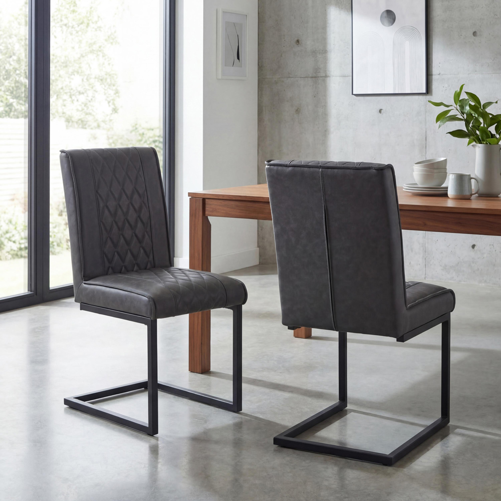Portland Lennox Dark Grey Cantilever Dining Chair Image 8