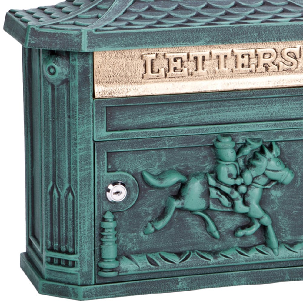 Arboria Garden Decor Green Wall Hanging Cast Aluminium Post Box Image 3