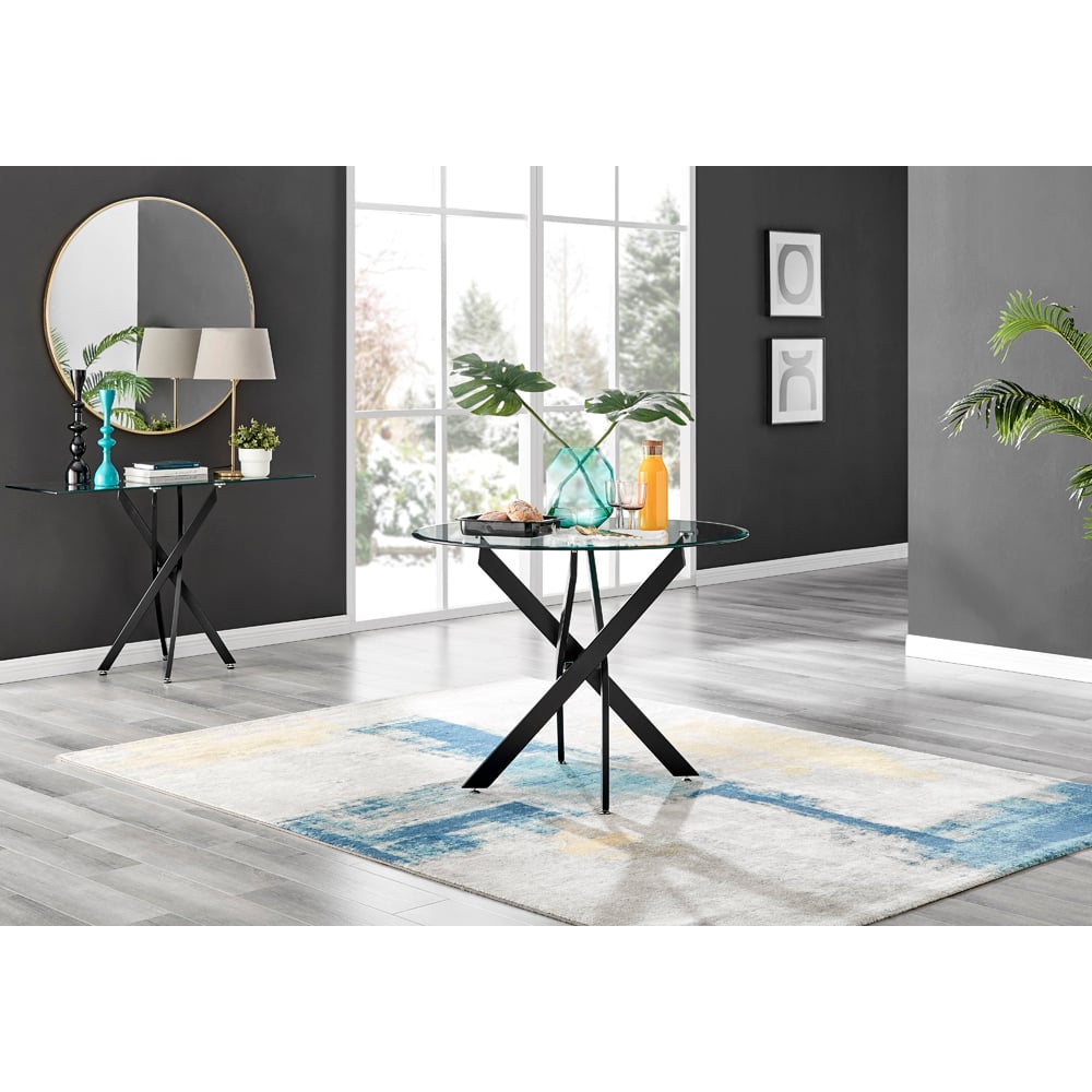 Furniturebox Arona 4 Seater Round Dining Set Grey and Black Image 2