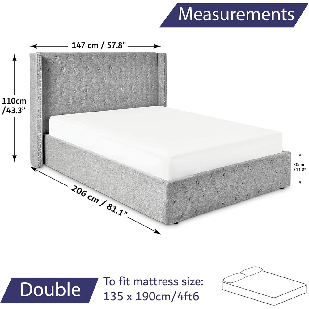 Home Treats Double Brushed Velvet Buttoned Winged Headboard Ottoman Bed Frame Image 7