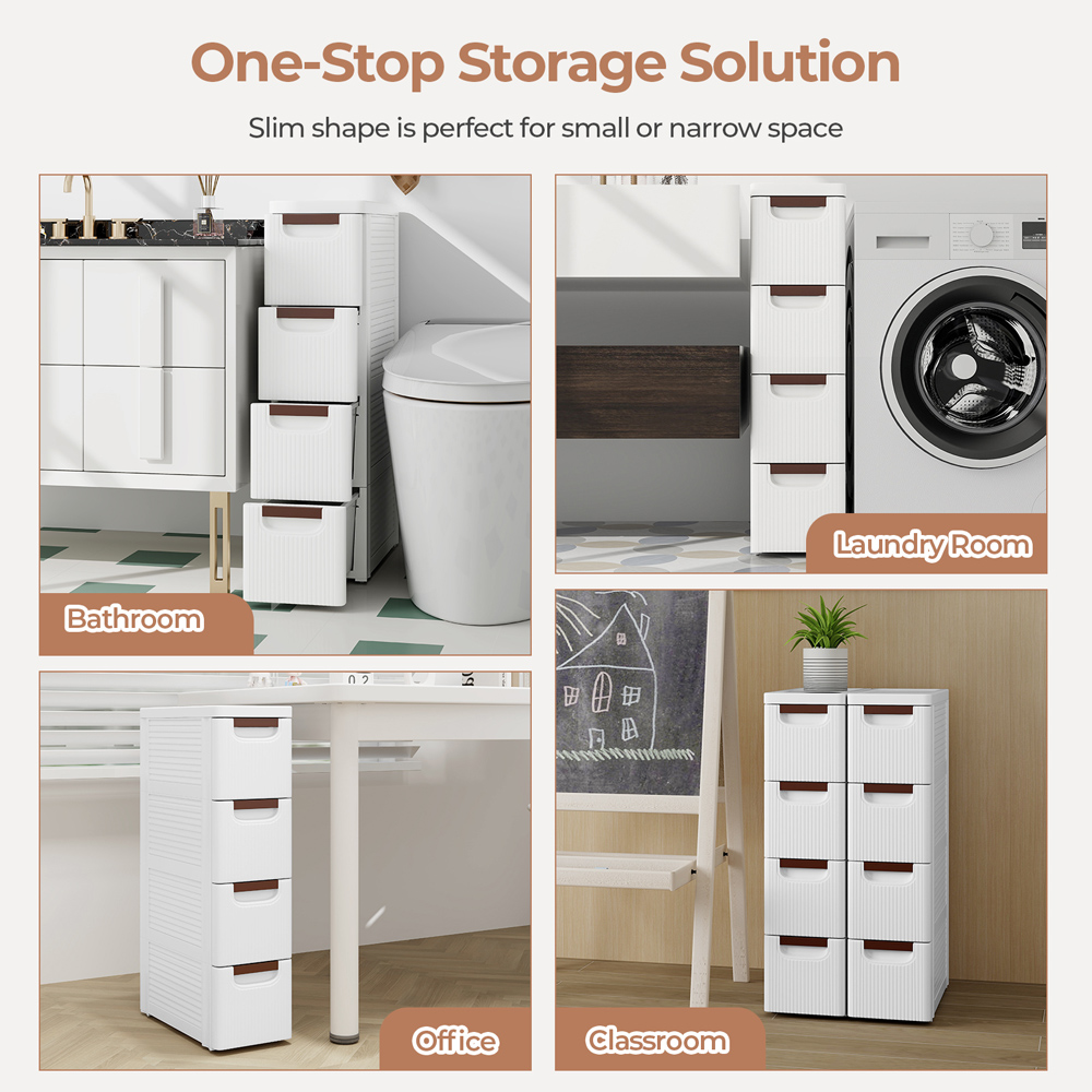 Costway 4 Drawer White Narrow Storage Cabinet Image 8