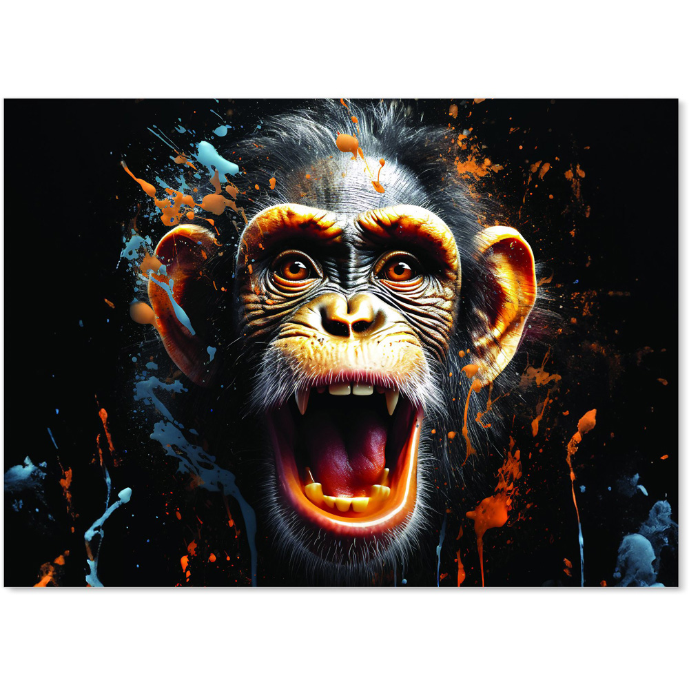 Warren Reed Designer Splashart Monkey Face Glass Kitchen Splashback 65 x 90cm Image 2
