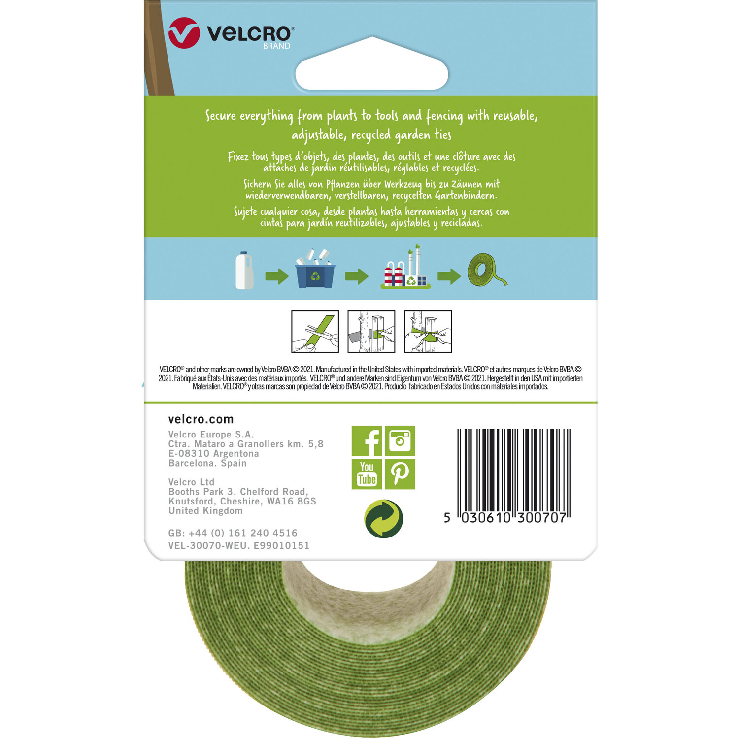 Velcro One Wrap Plant Ties - Green / 5.4m Image 2