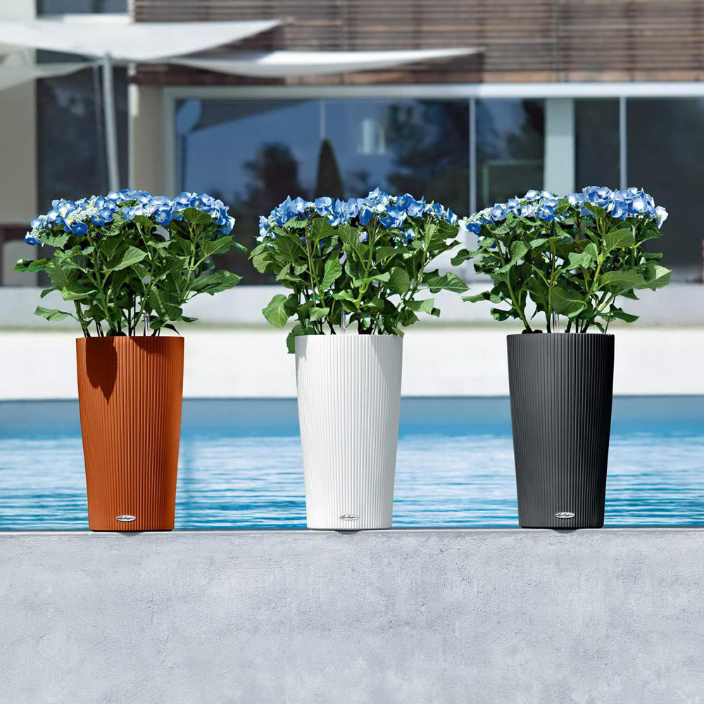 Lechuza Cilindro White Polyresin Self Watering Planter 56cm 2 Pack Image 2