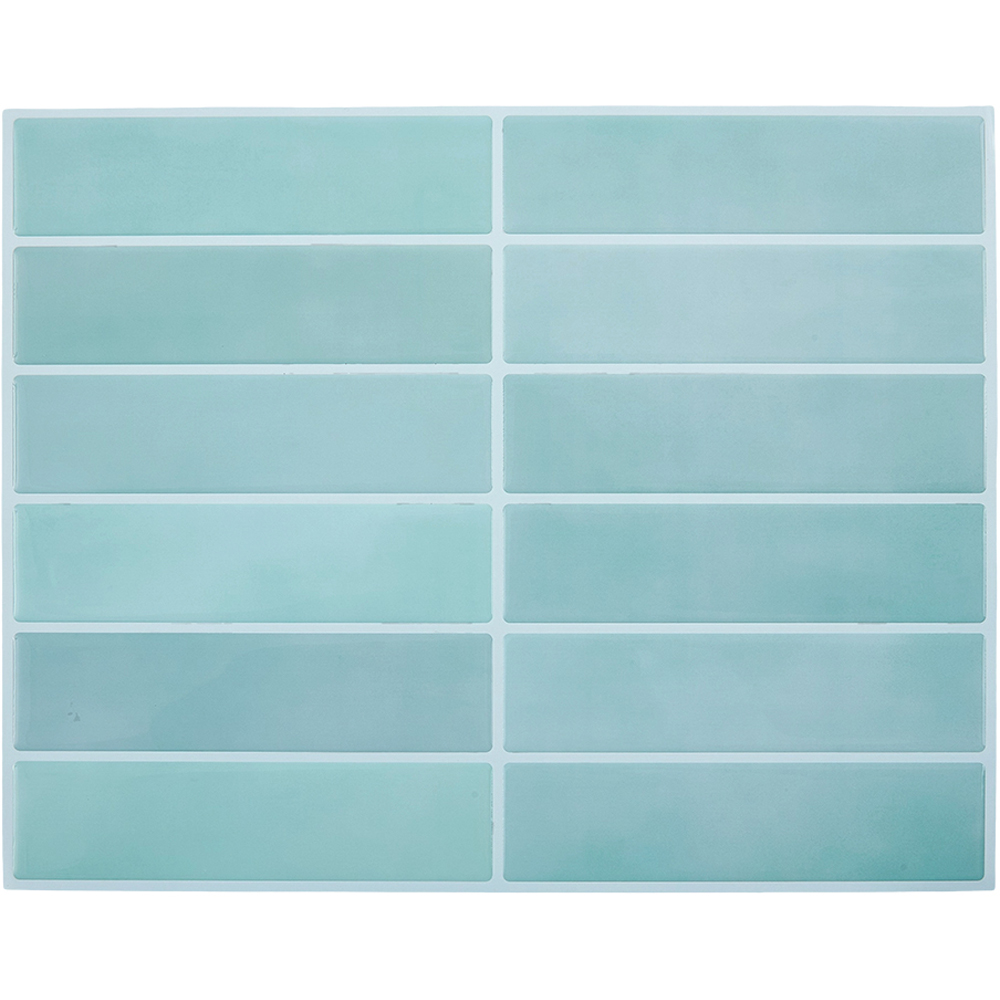 Living and Home Light Cyan Rectangle Self Adhesive Wall Sticker 10 Pack Image 3