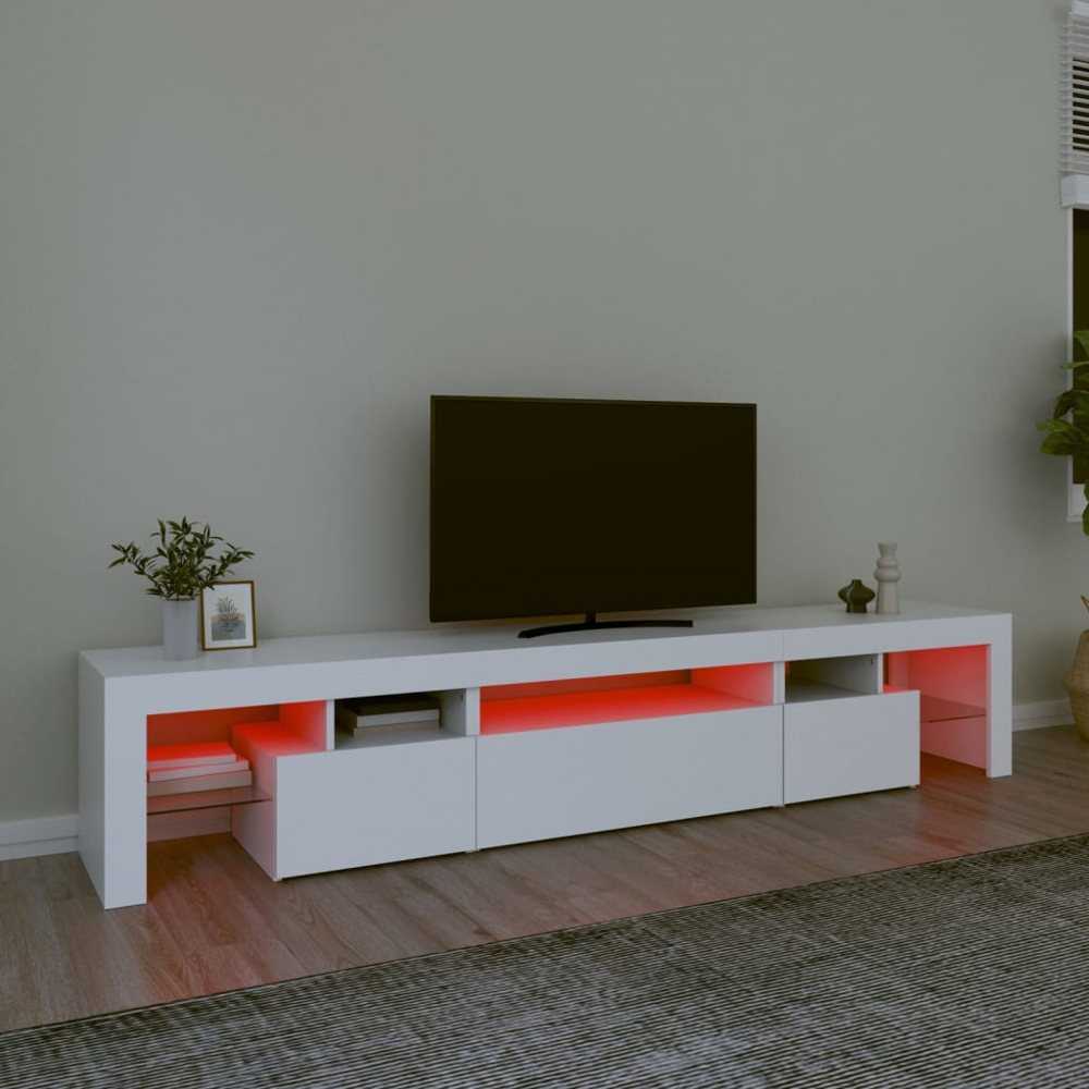 vidaXL 3 Door 5 Shelf White LED TV Cabinet Image 9