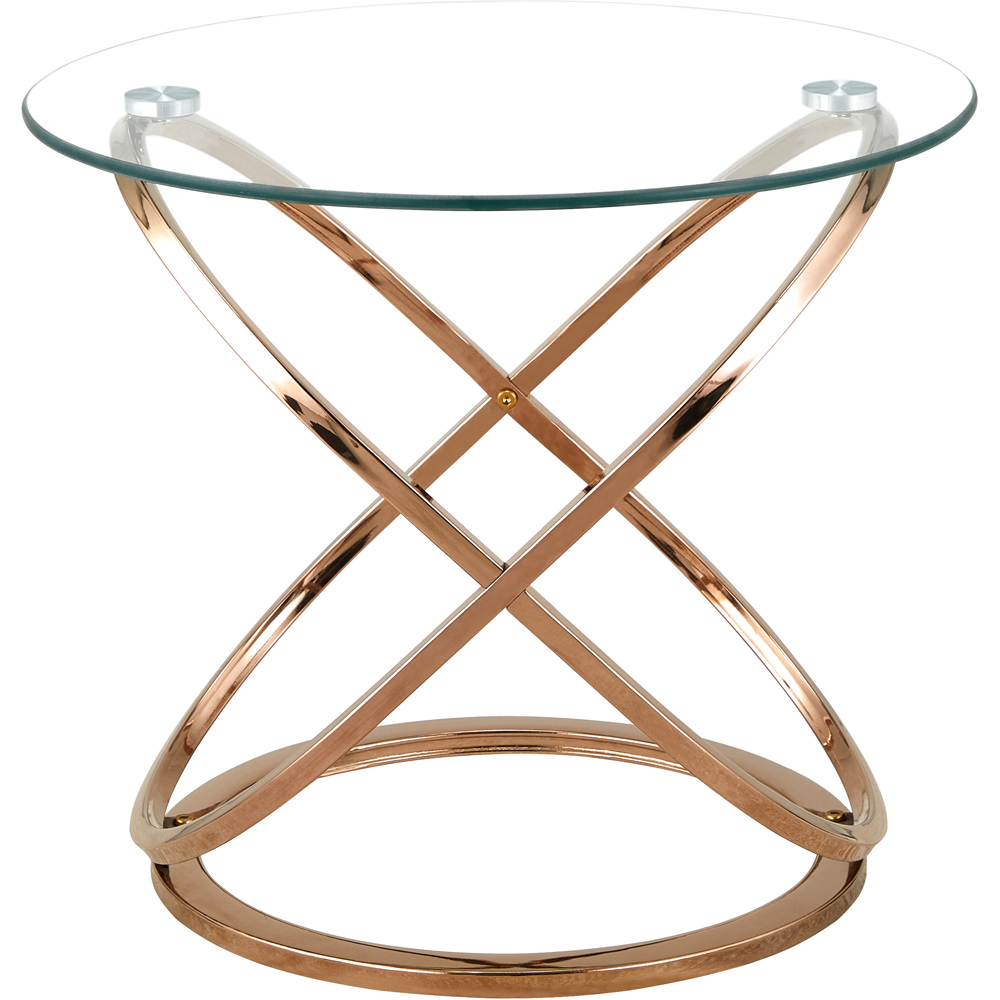 Comfy Living Gold Effect Tempered Glass Side Table Image 3