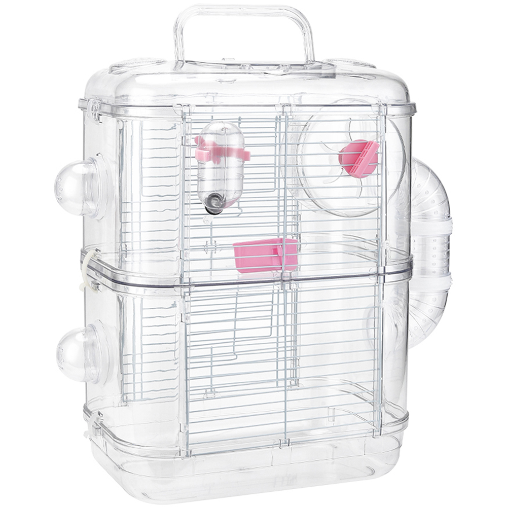 H&O Direct Clear Double Layer Hamster Cage with Tubes Image 1